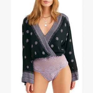 Free People On Board Bodysuit Size XS, Black, EUC